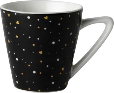 Dutch Rose Loft Zwart-Wit Espresso Kopje Zwart met Glitters 9 cl