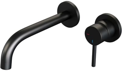 Brauer Black Edition Inbouw Wastafelmengkraan met Gebogen Uitloop en Rozetten Model A1 Mat Zwart