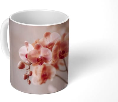 Mok - Koffiemok - Orchidee - Bloemen - Roze - Bloemblaadjes - Mokken - 350 ML - Beker - Koffiemokken - Theemok