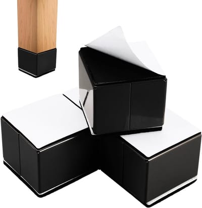 Set van 4 Zelfklevende Meubelverhogers van Koolstofstaal 60 x 60 x 50 mm voor Banken, Tafels en Stoelen, Verhoog tot 5 cm, Zwart, Geschikt voor 2-3 Ton