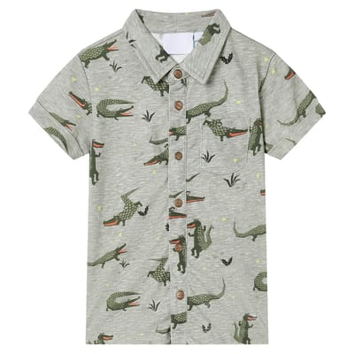 Kinder T-shirt met korte mouwen, Licht Khaki Melange, 116