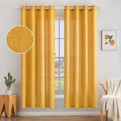 Jhubersproducts - Voile-gordijnen - Transparant - Lichtdoorlatend - Goud - Decoratief gordijn - Set van 2 - Geschikt voor slaapkamer, woonkamer
