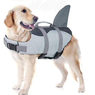 Reddingsvest Voor Honden Super Drijfvermogen Zeemeermin Haai Hondenzwemvest Voor Kleine Grote Honden Reflecterend Veilig Puppy Zwempak Met Handvat (as the picture,M-8-15kg)