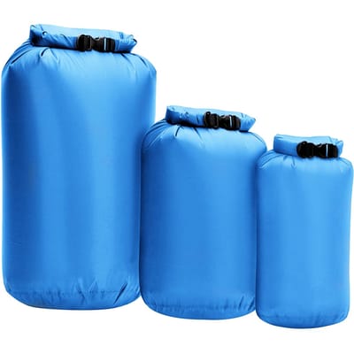 3 stuks Waterdichte Dry Bag Rolsluiting Dry Sack Voor Kajakken Bootvaren Vissen Zwemmen lichtblauwe kleur
