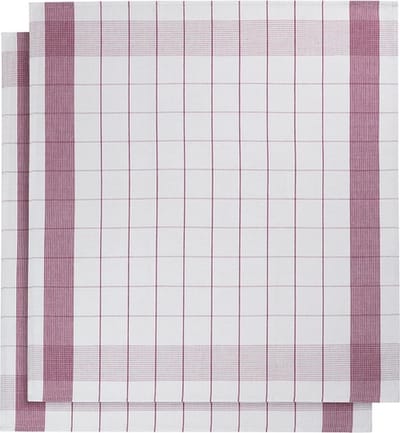 set van 12 keukenhanddoeken - De Witte Lietaer - katoen-linnen - wit/fuchsia