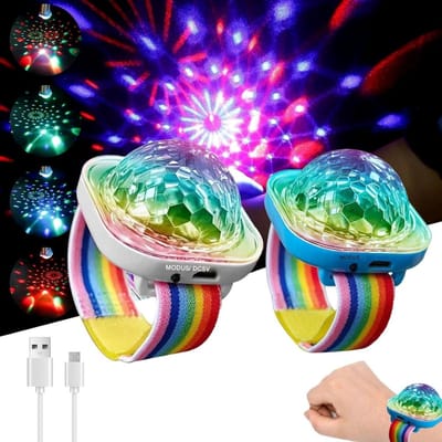 GELLDG 2-delige Disco Ball Armband Licht - Draagbaar - Kleurrijk - Mini Disco Ball Armband Set - Knipperend Sfeerlicht - Disco Ball Licht - Geschikt voor Nachtclubs, KTV's, Dansen, Feesten