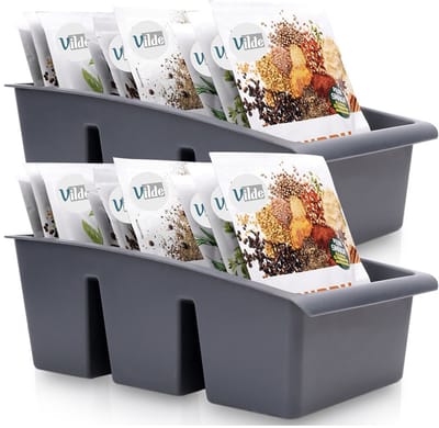 Kruidenrek Grijs 25x15x9 cm 2 stuks - Kruidenorganisator - Kruidendoos - Kruidenpotjes Staand - Kruiden Organisator
