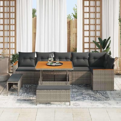 vidaXL - Tuinbank - Set - 9 - st - 6-Aantal - zitplaatsen - Grijs - Poly - rattan