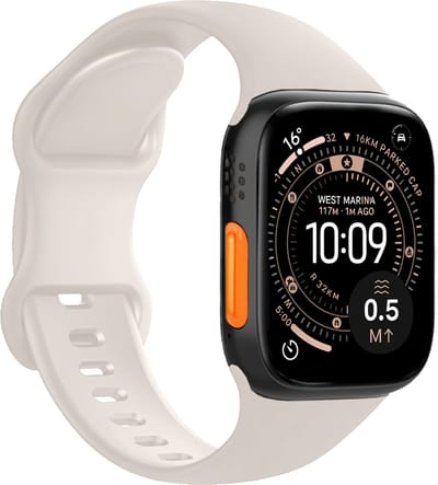 Horloge Band Geschikt voor Apple Watch Ultra 1, 2, 3 (49 mm) Bandje Siliconen Verstelbaar - Ivoor