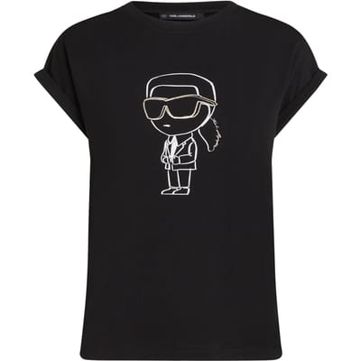 Karl Lagerfeld Big Ikon Print Flowy T-shirt Black Taglia: XS | Maglie Sportivi Outlet | Donna | Nero