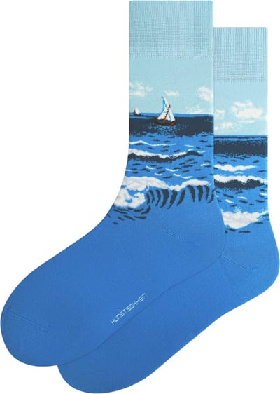 Kunst sokken - De Zee bij Les Saintes-Maries-de-la-Mer: Van Gogh - Sokken Dames 36 40 - Biologisch Katoenen Sokken - funny socks happy - Vrolijke Sokken - Grappige Sokken - Sokken Cadeau