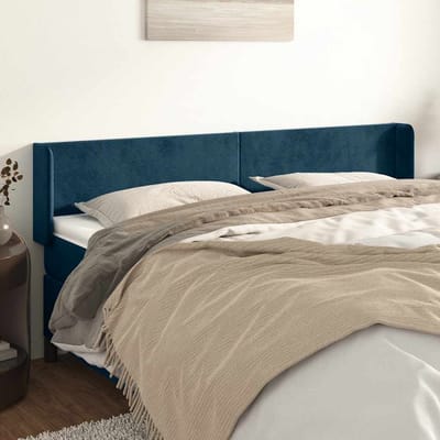 vidaXL - Hoofdbord - met - randen - 163x16x78/88 - cm - fluweel - donkerblauw