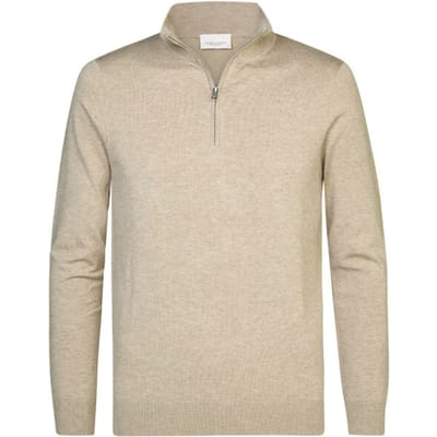 Profuomo Half Zip Pullover Luxury Beige - Maat S - Heren - Quarter zip