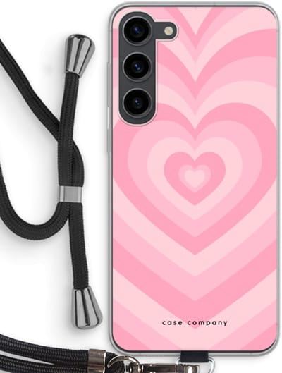 Case Company® - Hoesje met koord geschikt voor Samsung Galaxy S23 Plus hoesje met Koord - Hart Roos - Telefoonhoesje met Zwart Koord - Bescherming aan alle Kanten en Over de Schermrand