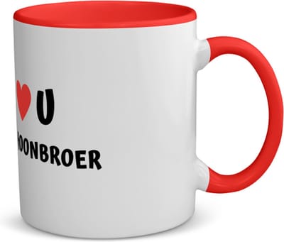 Akyol - love u schoonbroer koffiemok - theemok - rood - Broer - de liefste schoonbroer - verjaardag - cadeautje voor broer - broer artikelen - kado - geschenk - 350 ML inhoud