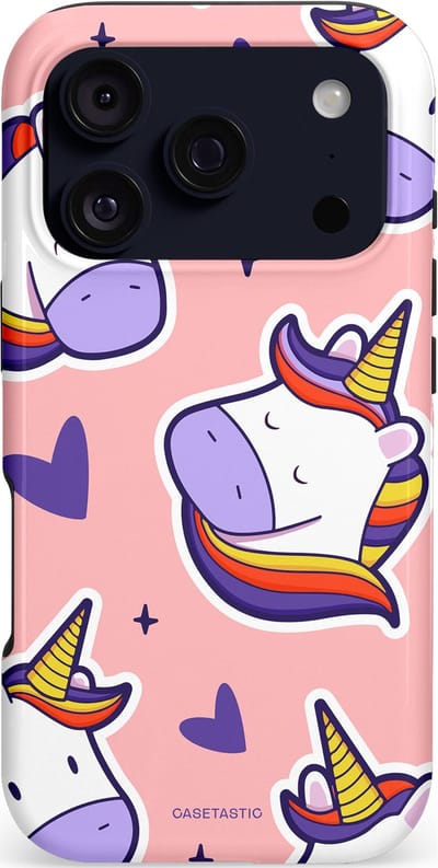 Casetastic hoesje geschikt voor Apple iPhone 17 Pro - MagSafe - Dubbellaagse bescherming - Unicornhart - Fashion Case - Lichtroze Wit Lavendel