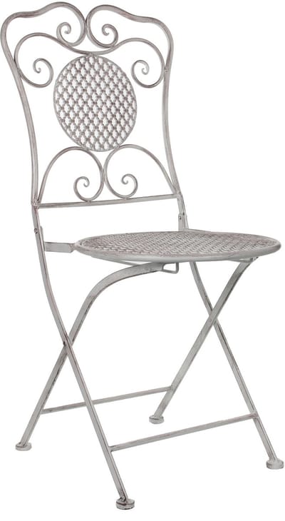 Mica Decoations Provence Stoel - 53 x 40 x 90 cm - Ijzer - Wit