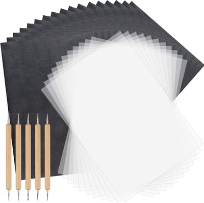 150 Vellen Koolstofpapier en Tracing Paper met 5 Embossing Pennen voor Tekeningen op Hout en Kunstprojecten