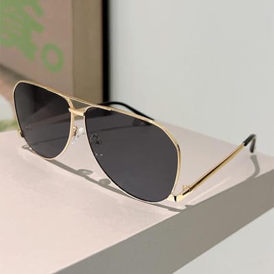 Oversized Piloten Zonnebril Dames Nieuw Klassiek Mode Dubbele Brug Zonnebril Retro Merk Design Buiten Anti-UV Bescherming as picture shows black