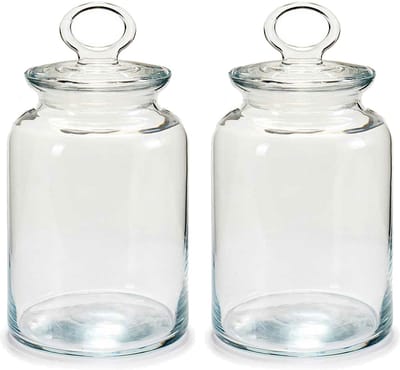 Pasabahce Snoeppot/voorraadpot Megan - 2x - 1100 ml - glas - met luchtdichte deksel - D11 x H17 cm