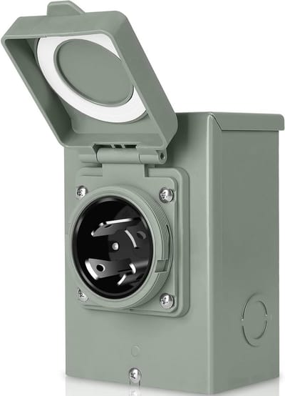 Generator Ingangsbox - Stroom Aansluitpunt - Back-up Stroom - ETL Gecertificeerd - 30 Ampere - Grijs