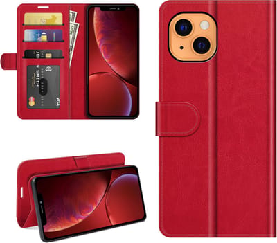 MobyDefend Hoesje - Geschikt voor iPhone 13 - Wallet Book Case (Sluiting Achterkant) - Rood