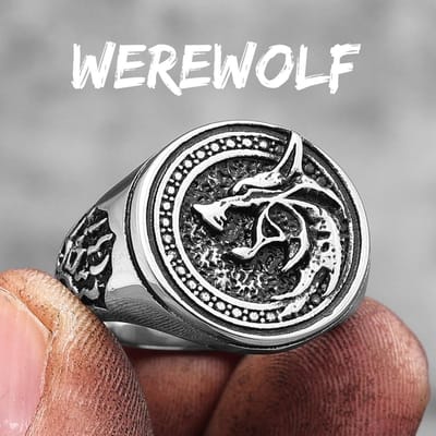 Viking Tovenaar Wolf Poot Roestvrij Staal Heren Ringen Punk HipHop Uniek Trendy voor Mannelijke Biker Sieraden Creativiteit Cadeau 12 white