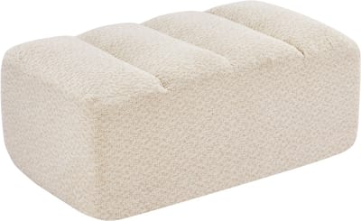 Teddy poef - modulaire voetenbank bouclé - frameloze bank beige - comfortabele hocker - 104x61x45 cm - ontspannen - woonkamer Beige wit