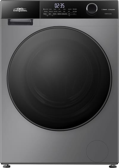 Everglades EVWM71412AG Zuinige Wasmachine - 7KG Laadvermogen - A Klasse - Stoomfuncties - Koolborstelloze Motor - 72dB - Titanium Grijs - 5 Jaar Garantie