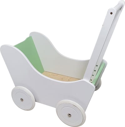 Playwood - Houten Poppenwagen wit met groen