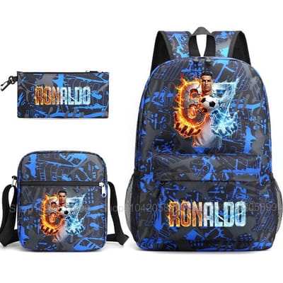 CR7 Ronaldo Rugzak Voetbal 67 Print Schooltas Met Schoudertas & Etui Voor Student Jongens Cadeau Dagelijks Reizen Rugzak