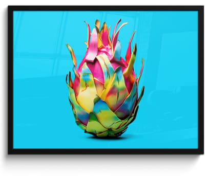 Poster in lijst - Fotolijst 80x60 cm - Posters - Drakenfruit - Blauw - Levendig - Posterlijst zwart - Decoratie - Wanddecoratie woonkamer - Muurdecoratie slaapkamer