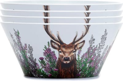 "Picknick/Camping Schaaltjes Set - RPET Wild Stag Hert - Duurzame Kommetjes - 4 stuks - 6,5x14,5 cm"