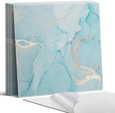 Coloray Wandpanelen Zelfklevend - Abstract vloeistofpatroon Zelfklevende Wandpanelen - 50 cm x 50 cm - Turkoois Wandpaneel PVC - 4 stuks - Texturen Wandpanelen Zelfklevend - Wandbord Keuken - Wandpaneel Badkamer