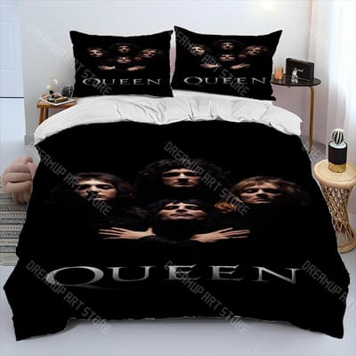 Freddie Mercury Queen-Rockband Dekbedovertrek Beddengoedset, Dekbedovertrek Bedset Quiltovertrek Kussensloop, King Queen Size Beddengoedset EU Double 200x200cm