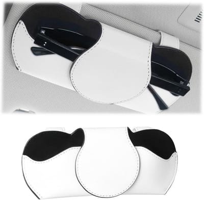Brilhouder voor auto - PU-leer organizer voor zonneklep - multifunctionele brillenkoker - wit - autoaccessoire voor veilig rijden