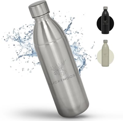 Luckymoose RVS Drinkfles 1,1L Infinity - Geschikt voor SodaStream Bruiswatertoestel - Waterfles voor Bruiswater Machine - Herbruikbaar - Zilver
