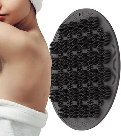 Douchemat Voetborstel - Voetpeeling Pad - Voetverzorging Thuis - Met Zuignappen - 34 x 32 cm - Grijs