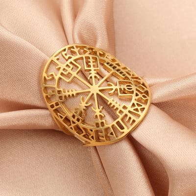 LIKGREAT Viking Runen Ring Vegvisir Symbool Roestvrij Staal Ringen Kompas Noorse Rune Sieraden Gladiator Heidens Asatru Heidens Cadeau resizable