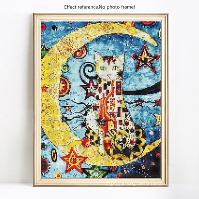Peinture diamant thème animaux, broderie complète ronde, images de chats naturels, à l'arrivée 20X30 blue