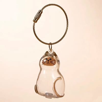 Oneay 1 Pack - Creatieve fles voor het verzamelen van kattenhaar, sleutelhanger, transparant souvenir opbergdoosje, sleutelring etui hanger