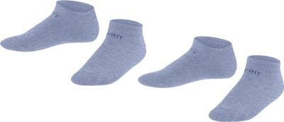 Esprit Foot Logo 2-Pack kort eenkleurig katoen multipack sneakersokken enkelsokken kinderen blauw - maat 23-26