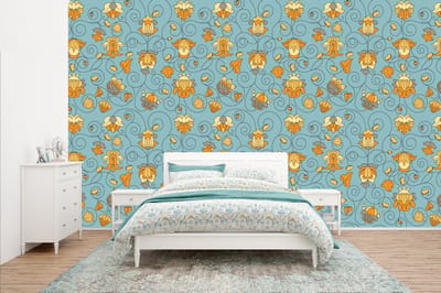 Behang - Fotobehang Patronen - Vintage - Bloemen - Breedte 400 cm x hoogte 240 cm