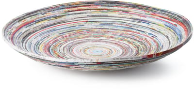 Schaal gemaakt van gerecycled papier in kleurige stroken - diameter 32 x hoogte 8 cm