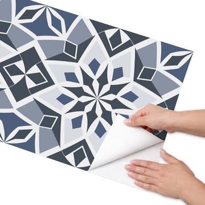 Coloray Meubel Wrap Folie - Wit Meubelfolie - 50x100 cm - Decoratiefolie Zelfklevend Versierde tegels - Meubelfolie Zelfklevend - Modern Meubelfolie - Wrapfolie Keuken - Wanddecoratie - Geometrie