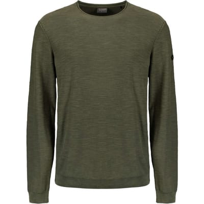No Excess Pullover crewneck garment dyed + st dark moss