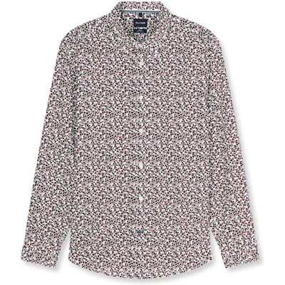 OLYMP Casual Overhemd, Regular Fit, Kent, Bordeauxrood