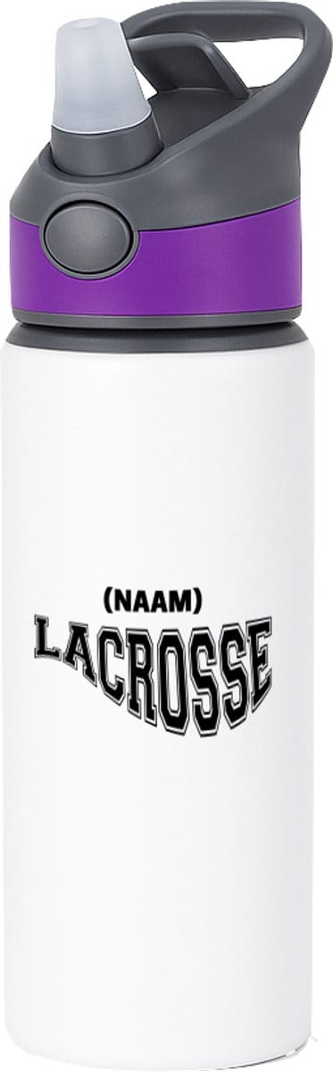Hacebo® - Lacrosse met eigen naam waterfles met rietje paars - Sport - Lacrosse - Sport - water fles - 650ML
