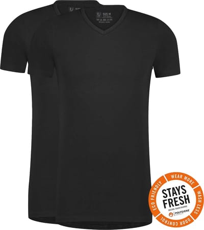 RJ Everyday Heren 2-Pack Venlo Body Fit T-Shirt V-Hals Zwart XXL