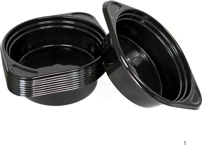 KURTT - 12x Hard Plastic soepkom 500ml (stevig) - herbruikbare soepkommen met oortje, zwart ( europese norm EN12875-1 gecertificeerd) reusable soepbeker - (Ø x H): 160 x 45 mm
